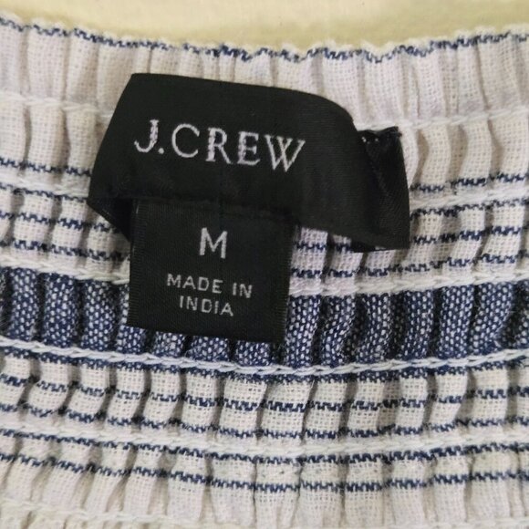 J.Crew Chambray Coverup Dress In Stripe Halter Pockets Adjustable Straps Size M - Picture 8 of 10